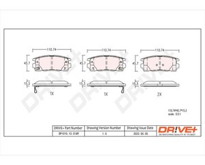 Фото Комплект гальмівних накладок, дискове гальмо DRIVE PARTS  DP1010100189