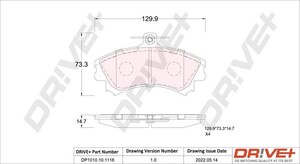 Фото Комплект гальмівних накладок, дискове гальмо DRIVE PARTS  DP1010101118