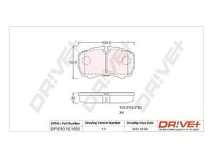 Фото Комплект гальмівних накладок, дискове гальмо DRIVE PARTS  DP1010.10.1059