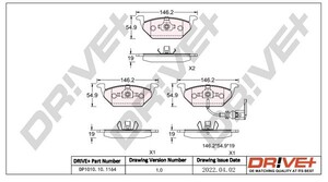 Фото Комплект гальмівних накладок, дискове гальмо DRIVE PARTS  DP1010101164