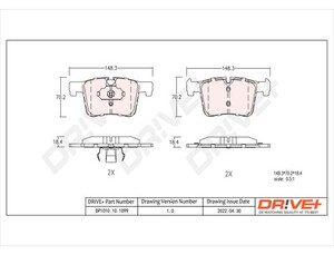 Фото Комплект гальмівних накладок, дискове гальмо DRIVE PARTS  DP1010101099