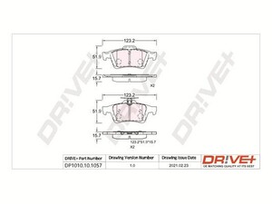 Фото Комплект гальмівних накладок, дискове гальмо DRIVE PARTS  DP1010101057