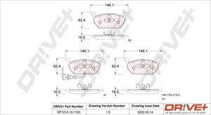 Фото Комплект гальмівних накладок, дискове гальмо DRIVE PARTS  DP1010101103