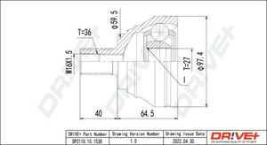 Фото Комплект шарнірів, приводний вал DRIVE PARTS  DP2110101538