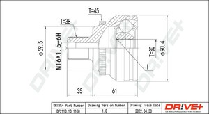 Фото Комплект шарнірів, приводний вал DRIVE PARTS  DP2110101108