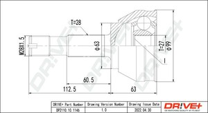 Фото Комплект шарнірів, приводний вал DRIVE PARTS  DP2110101146