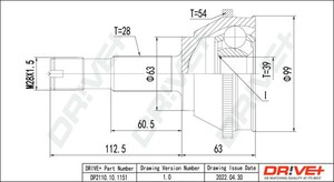 Фото Комплект шарнірів, приводний вал DRIVE PARTS  DP2110101151