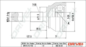 Фото Комплект шарнірів, приводний вал DRIVE PARTS  DP2110101153