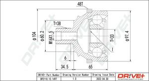 Фото Комплект шарнірів, приводний вал DRIVE PARTS  DP2110101497