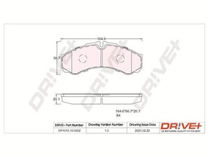 Фото Комплект гальмівних накладок, дискове гальмо DRIVE PARTS  DP1010100882