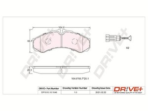 Фото Комплект гальмівних накладок, дискове гальмо DRIVE PARTS  DP1010101046