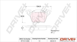 Фото Комплект гальмівних накладок, дискове гальмо DRIVE PARTS  DP1010100826