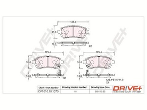 Фото Комплект гальмівних накладок, дискове гальмо DRIVE PARTS  DP1010101070