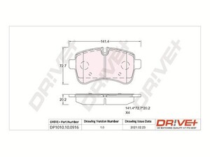 Фото Комплект гальмівних накладок, дискове гальмо DRIVE PARTS  DP1010100916