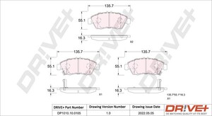 Фото Комплект гальмівних накладок, дискове гальмо DRIVE PARTS  DP1010100105