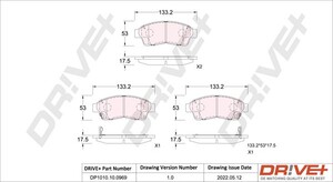 Фото Комплект гальмівних накладок, дискове гальмо DRIVE PARTS  DP1010100969