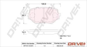 Фото Комплект гальмівних накладок, дискове гальмо DRIVE PARTS  DP1010100073