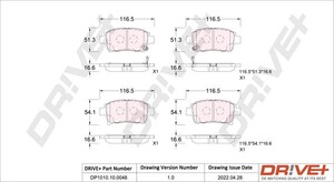 Фото Комплект гальмівних накладок, дискове гальмо DRIVE PARTS  DP1010100048