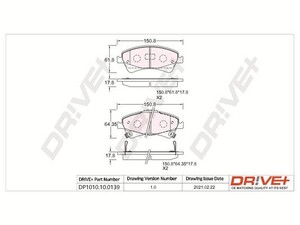 Фото Комплект гальмівних накладок, дискове гальмо DRIVE PARTS  DP1010100139