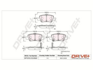 Фото Комплект гальмівних накладок, дискове гальмо DRIVE PARTS  DP1010100060