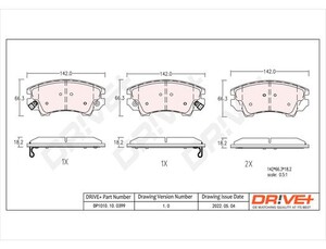 Фото Комплект гальмівних накладок, дискове гальмо DRIVE PARTS  DP1010100399