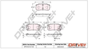 Фото Комплект гальмівних накладок, дискове гальмо DRIVE PARTS  DP1010101132