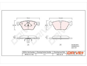 Фото Комплект гальмівних накладок, дискове гальмо DRIVE PARTS  DP1010101106