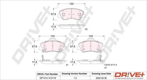 Фото Комплект гальмівних накладок, дискове гальмо DRIVE PARTS  DP1010100119