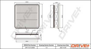 Фото Фильтр воздушный (239x241x67) Mitsubishi L200 Pajero Sport 2.5-3.5 05- DRIVE PARTS  DP1110100508