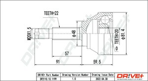 Фото Комплект шарнірів, приводний вал DRIVE PARTS  DP2110101199