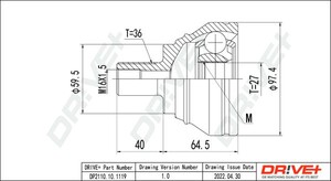 Фото Комплект шарнірів, приводний вал DRIVE PARTS  DP2110101119