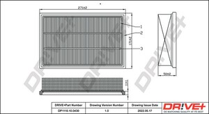 Фото Фильтр воздушный Fiat Stilo 1.6-2.4 / 1.9 D/JTD 01-08 VW Jetta 1.4/2.0 19- (USA) DRIVE PARTS  DP1110100430