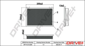 Фото Фильтр воздушный (256x190x39) Chrysler PT Cruiser 1.6-2.4 00-10 DRIVE PARTS  DP1110100294