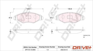 Фото Комплект гальмівних накладок, дискове гальмо DRIVE PARTS  DP1010100846