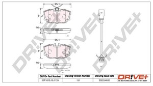 Фото Комплект гальмівних накладок, дискове гальмо DRIVE PARTS  DP1010101133