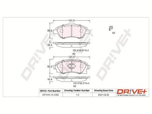 Фото Комплект гальмівних накладок, дискове гальмо DRIVE PARTS  DP1010.10.1053