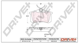 Фото Комплект гальмівних накладок, дискове гальмо DRIVE PARTS  DP1010101122