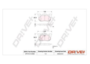 Фото Комплект гальмівних накладок, дискове гальмо DRIVE PARTS  DP1010100946