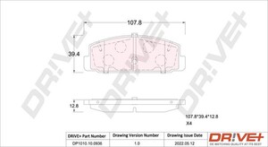 Фото Комплект гальмівних накладок, дискове гальмо DRIVE PARTS  DP1010100936