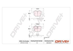 Фото Комплект гальмівних накладок, дискове гальмо DRIVE PARTS  DP1010.10.1242