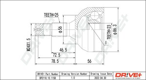 Фото Комплект шарнірів, приводний вал DRIVE PARTS  DP2110.10.1158