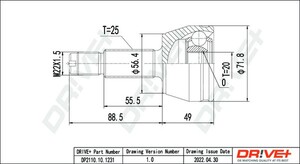 Фото Комплект шарнірів, приводний вал DRIVE PARTS  DP2110101231