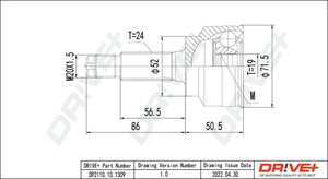 Фото Комплект шарнірів, приводний вал DRIVE PARTS  DP2110.10.1309