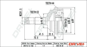 Фото Комплект шарнірів, приводний вал DRIVE PARTS  DP2110101183