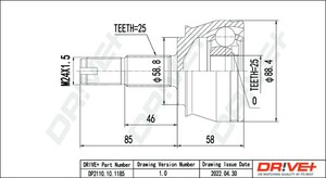 Фото Комплект шарнірів, приводний вал DRIVE PARTS  DP2110101185