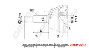 Фото Комплект шарнірів, приводний вал DRIVE PARTS  DP2110101106