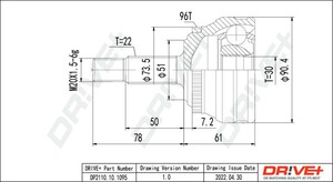 Фото Комплект шарнірів, приводний вал DRIVE PARTS  DP2110101095