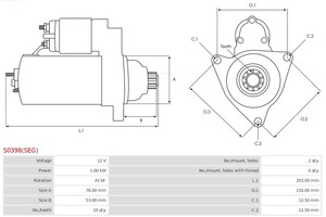 Фото Автозапчастина AS (Auto Starter) S0398SEG